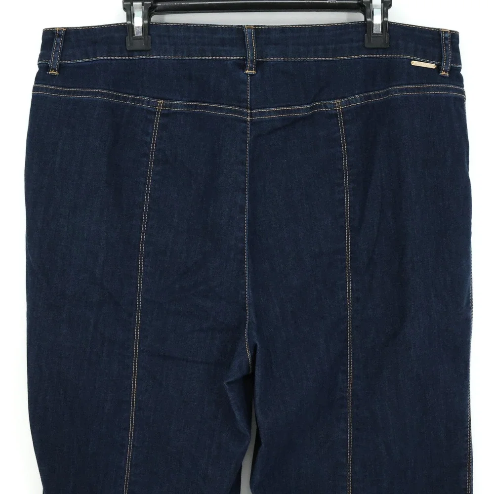 Chicos Jeans 3 Womens XL 16 Wide Leg Cropped Blue Stretch Denim Black Label - Picture 8 of 14